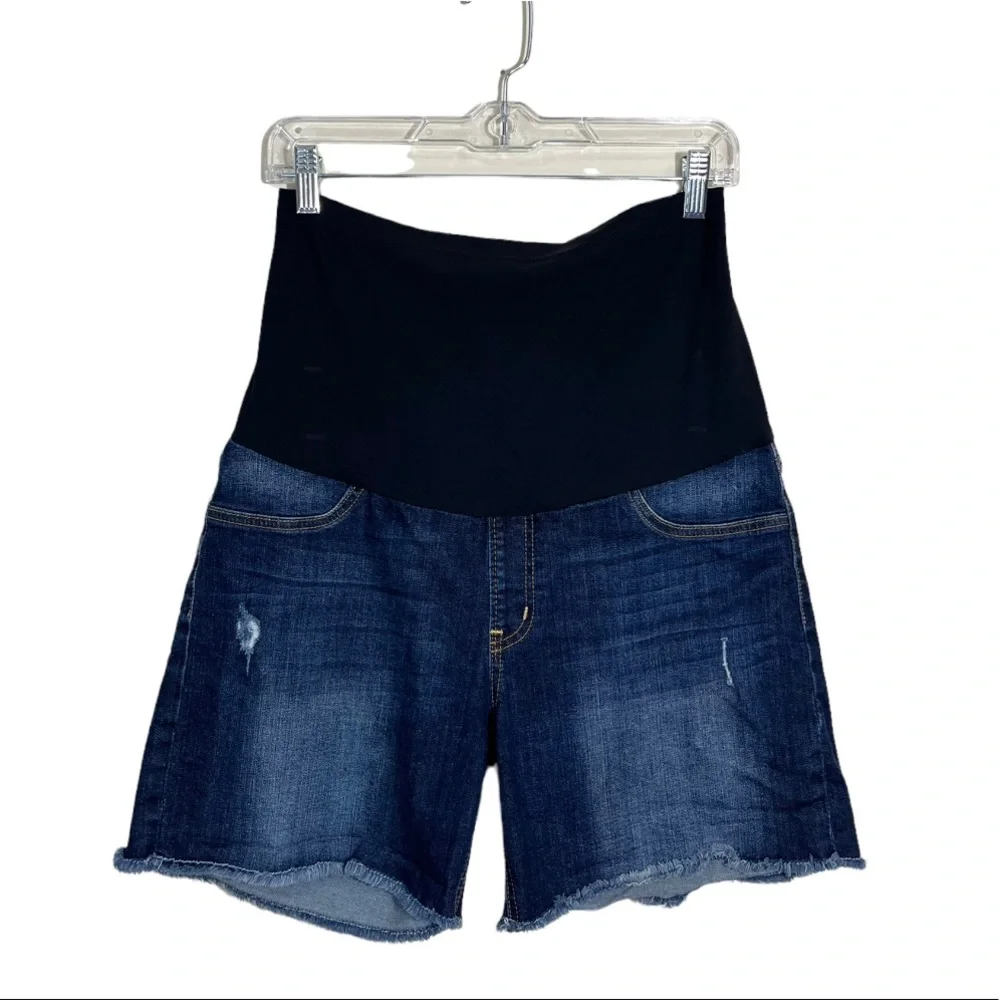 Maternity Denim Shorts with Black Overband